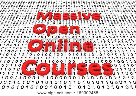massive open online courses in the form of binary code, 3D illustration