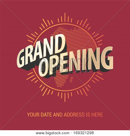 Grand opening vector banner. Template festive design element for opening ceremony can be used as background or poster