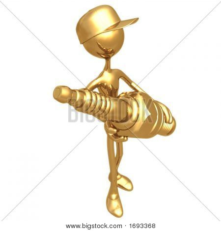 Mekaniker Holding gyldne tændrør