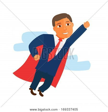 Businessman Cartoon Character in Blue Suit start up. Vector illustration
