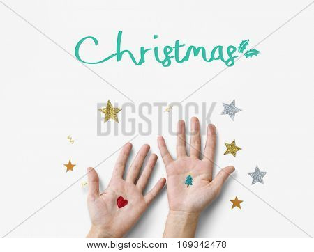 Merry Christmas and Happy New Year Family Holiday Festival Concept