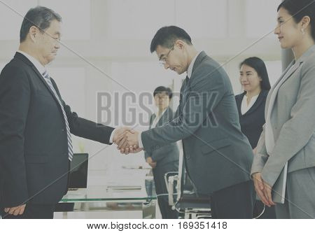 Business Partners Introductionary Handshake Bow