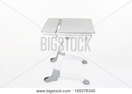 School desk and chair gray color on a white background isolated