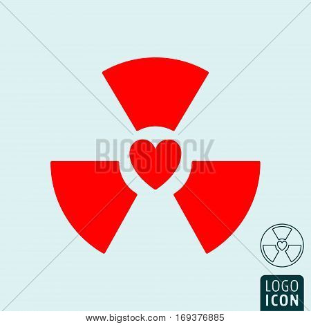Radioactive heart icon. Radiation red heart symbol. Vector illustration