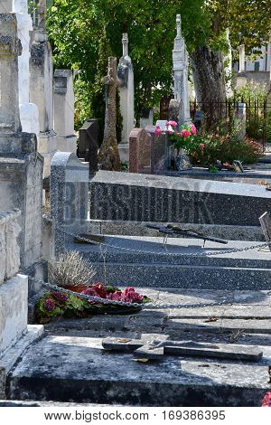Loix France - september 26 2016 : the cemetery