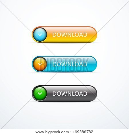 Set of download buttons. Vector illustration eps 10
