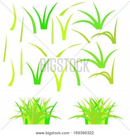 Isolated mosaic green grass. Vector illustration. Easy to modify and color.