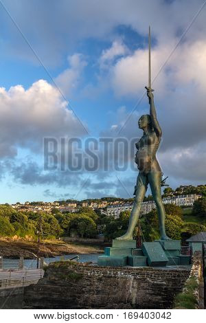 Ilfracombe North Devon England 13 July 2016: Verity - statue in Ilfracombe of the author Damien Hirst