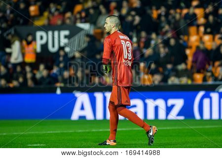 VALENCIA, SPAIN - JANUARY 3: Jaume Domenech during King Cup soccer match between Valencia CF and Celta de Vigo at Mestalla Stadium on January 3, 2017 in Valencia, Spain