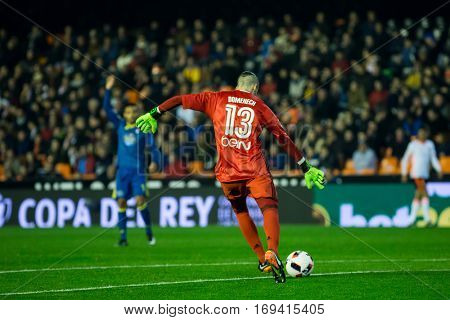 VALENCIA, SPAIN - JANUARY 3: Jaume Domenech during King Cup soccer match between Valencia CF and Celta de Vigo at Mestalla Stadium on January 3, 2017 in Valencia, Spain