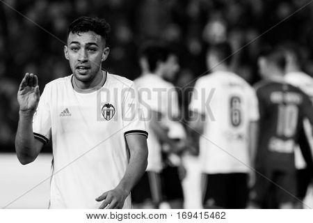 VALENCIA, SPAIN - JANUARY 3: Munir during King Cup soccer match between Valencia CF and Celta de Vigo at Mestalla Stadium on January 3, 2017 in Valencia, Spain