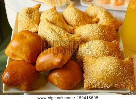 Country Pies With Meat And Seasame Seeds