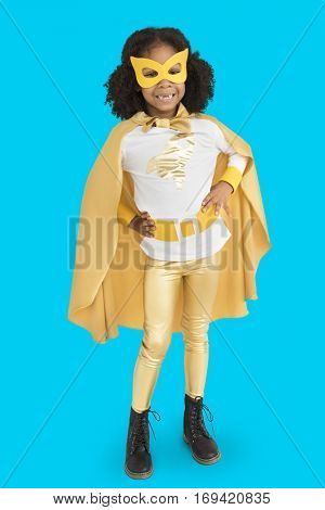 Little Girl Superherokid Pose Smile Studio