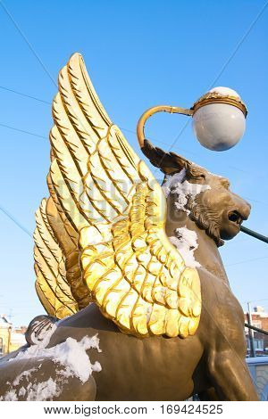 Griffins on the Bank Bridge St Petersburg Russia