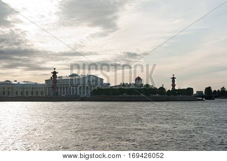 Spit of Vasilevsky Island and River Neva Saint Petersburg Russia