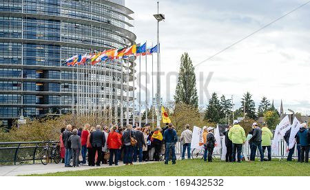 French President Official Visit With Protesters Buralistes Tobacco Sellers Parliament Building