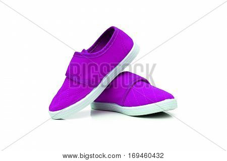 Purple slip on shoes isolated on white