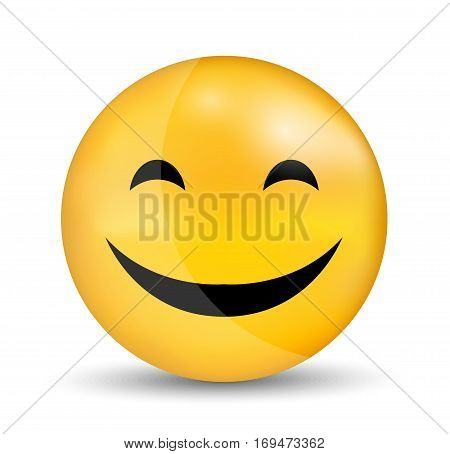 Vector funny smiley. Happy face isolated on white