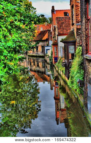 Vintage ohms with reflection in the river and trees