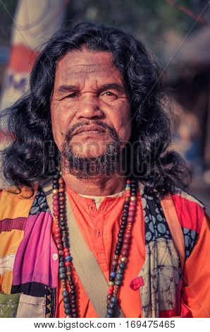 Man In Colourful Clothes In West Bengal