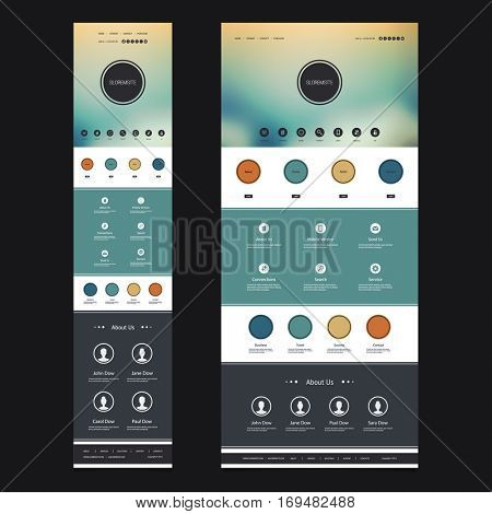 Responsive One Page Website Template with Blurred Background - Desktop and Mobile Version 