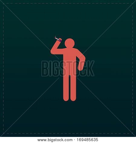 Man with a cigarette. Color symbol icon on black background. Vector illustration