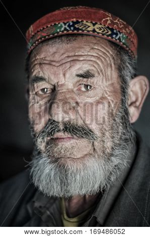 Man With Grey Beard In Tajikistan