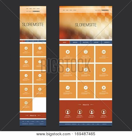 Responsive Modern Style One Page Website Template with Blurred Background - Desktop and Mobile Version 