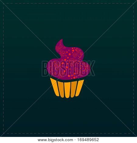 Swirl cupcake. Color symbol icon on black background. Vector illustration
