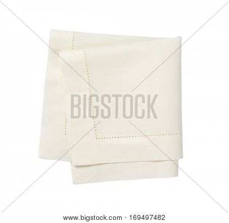 Hemstitched white linen dinner napkin