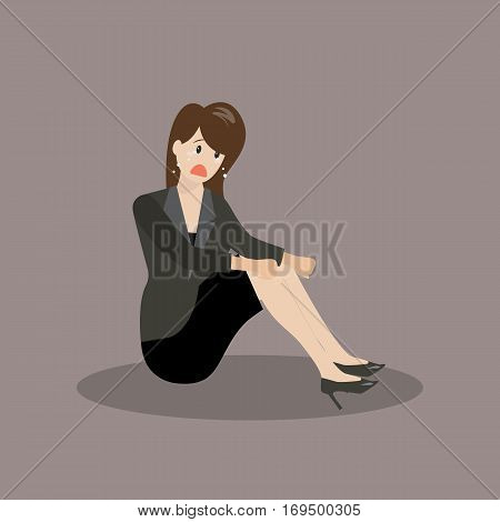Desperate business woman sitting alone. Business concept