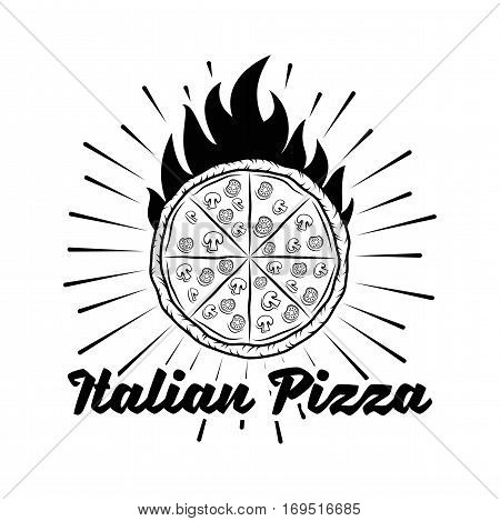 Pizza Label. Pizza Slice Italian Food Vector Illustration