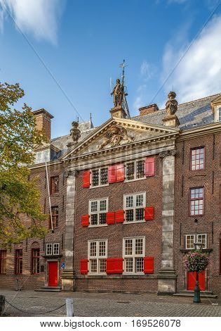 Historical building in Leiden city center Netherlands