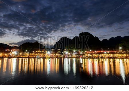 vang vieng Laos with beautifu light andl cloud during sunset