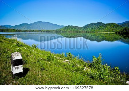 Landscape Of Reservoir And Mountain In Nakhon Nayok, Thailand