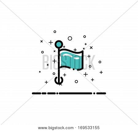 Flag cloud icon. Single high quality outline symbol for web design or mobile app. Thin line sign for design logo. Black outline pictogram on white background