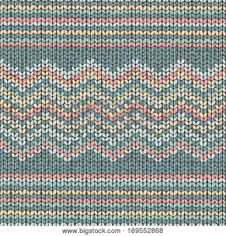 Fabric knitted texture, zigzag seamless pattern in trendy colors 2017, vector illustration.
