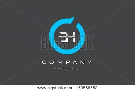 BH letter combination alphabet blue circle vector logo icon sign design template