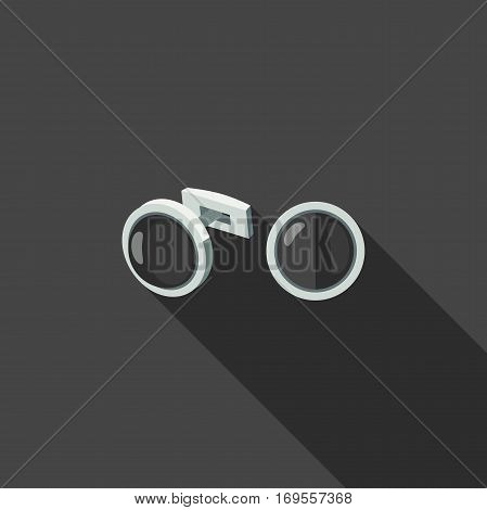 Cufflinks icon with long shadow in flat style