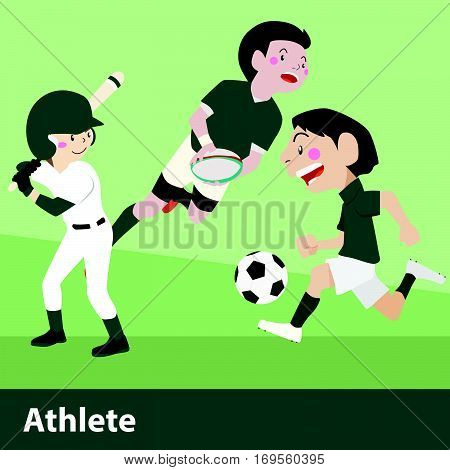Athletic sport vector cartoon character illustration set