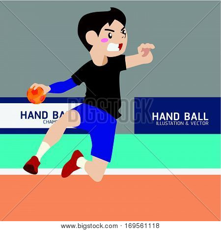 Handball athletic sport vector cartoon illustration set