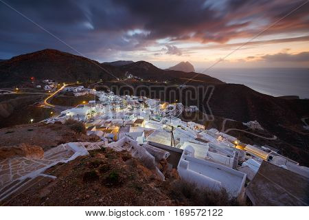 View of Chora village on Anafi island.