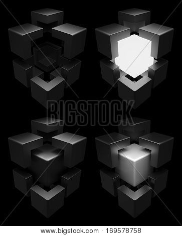 3d cub. Image of cubes isolated on white background. 3d abstract background. 3d logo for presentation.