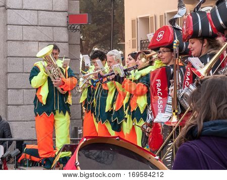 Guggenmusic Fracassband Sounds In The Town Hall Square And The Streets In Celebration.