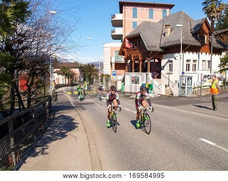 Lugano Switzerland - March 01 2015: Cycling race 