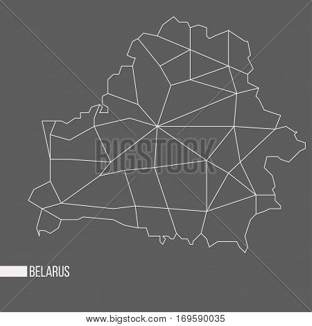 Abstract polygonal geometric Belarus minimalistic vector map isolated on grey background