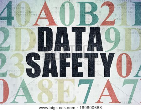 Information concept: Painted black text Data Safety on Digital Data Paper background with Hexadecimal Code