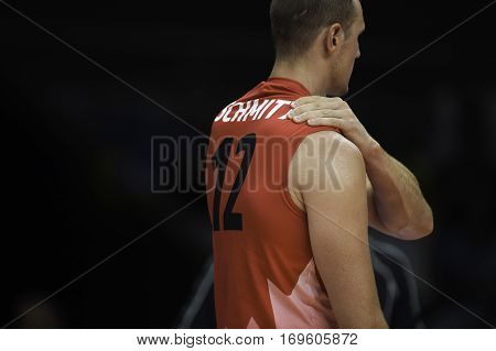 Rio Brazil. August 09 2016. Volleyball men - SCHMITT Gavin SCHMITT during Brazil (BRA) vs Canada (CAN) at the 2016 Summer Olympic Games in Maracanazinho