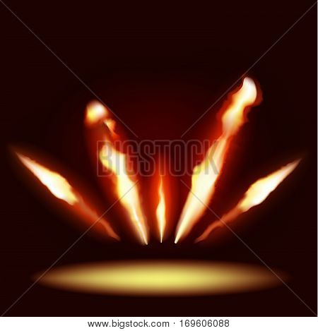 Isolated gradient mesh bright fire flames on dark background