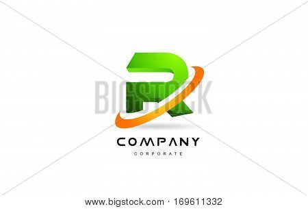 r green 3d letter technology media alphabet vector company logo icon sign design template